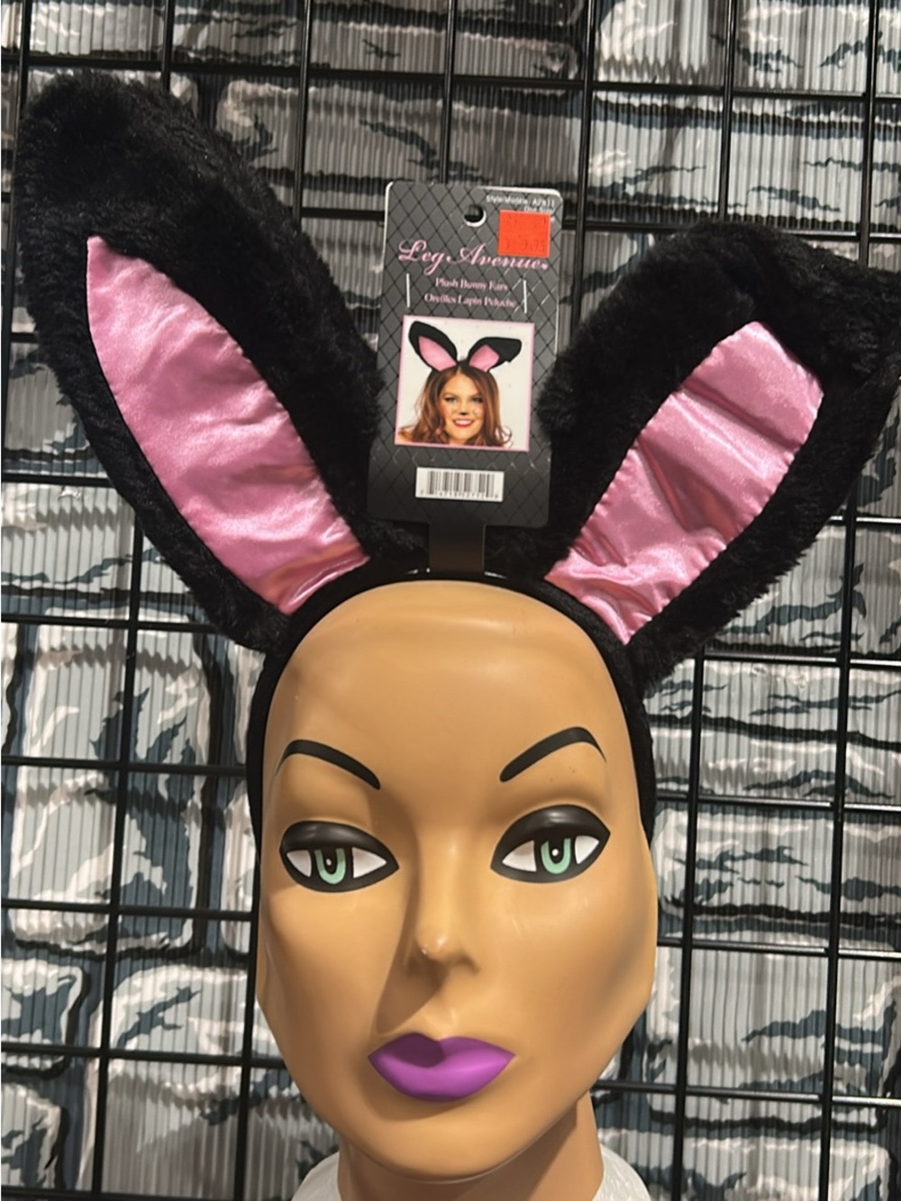 Leg Avenue Black and Pink Plush Bunny Ears Headband for Women